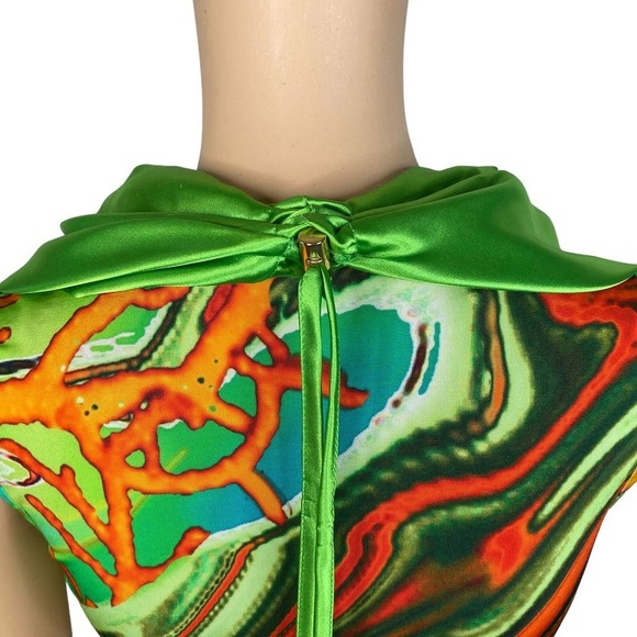 Sportalm Kitzbuhel Jasmin Coral Reef Abstract Tropical Plunge Sheath Dress SZ 6 - Picture 8 of 10